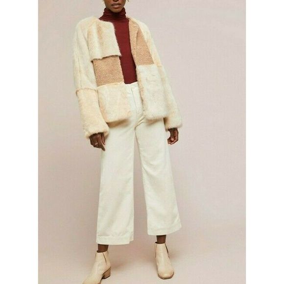 New Anthropologie Patched Faux Fur Korirl Jacket - Picture 3 of 6